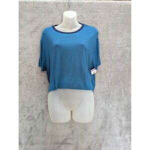 Minimalist Boxy Crop Tee Womens XL Raw Edge Lightweight Oversized Short Sleeve